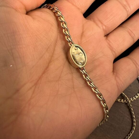 Fossil Foxtail Thick Chain Necklace Approx 44-Inch Length Gold Tone - Picture 3 of 3